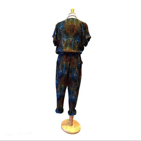 Vintage Style Glam Silky Multicolour Jumpsuit - Picture 5 of 5